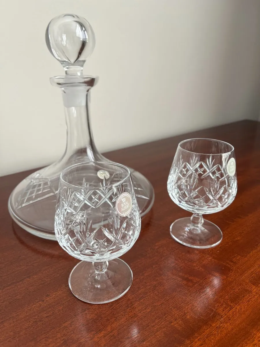Royal Albert Crystal Brandy Glasses and Decanter - Image 3