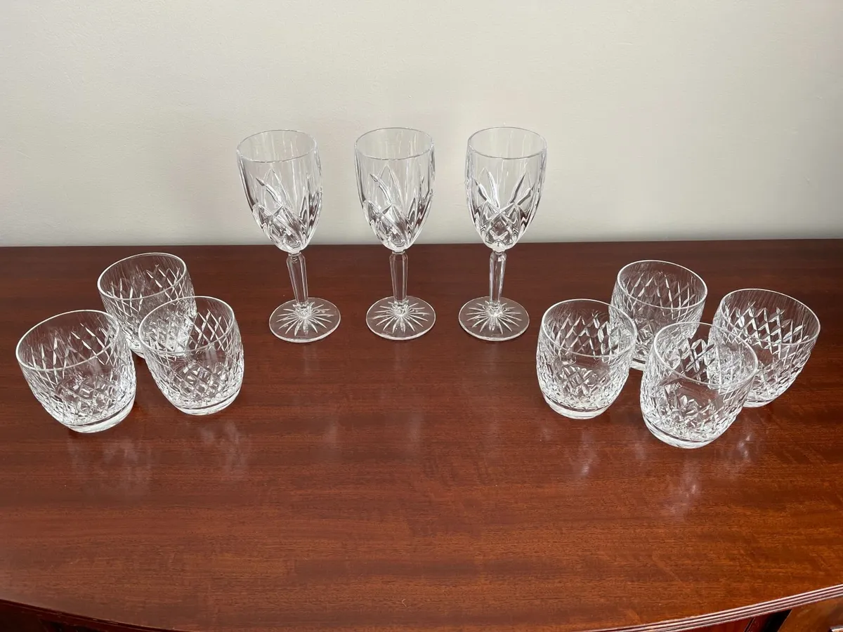 Cavan Crystal Tumblers and Waterford Marquis wine - Image 1