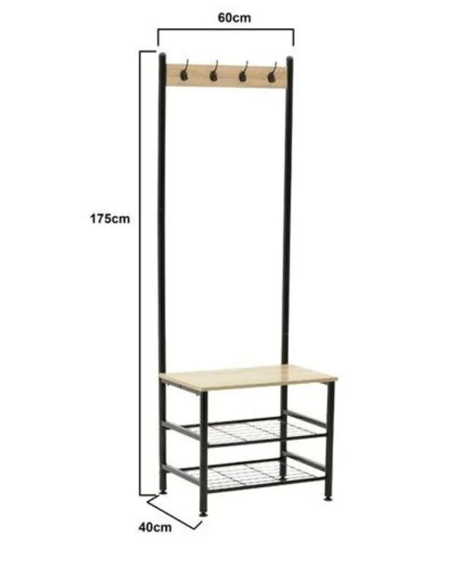 Pewamo Hall Tree with Bench and Shoe Storage - Image 2