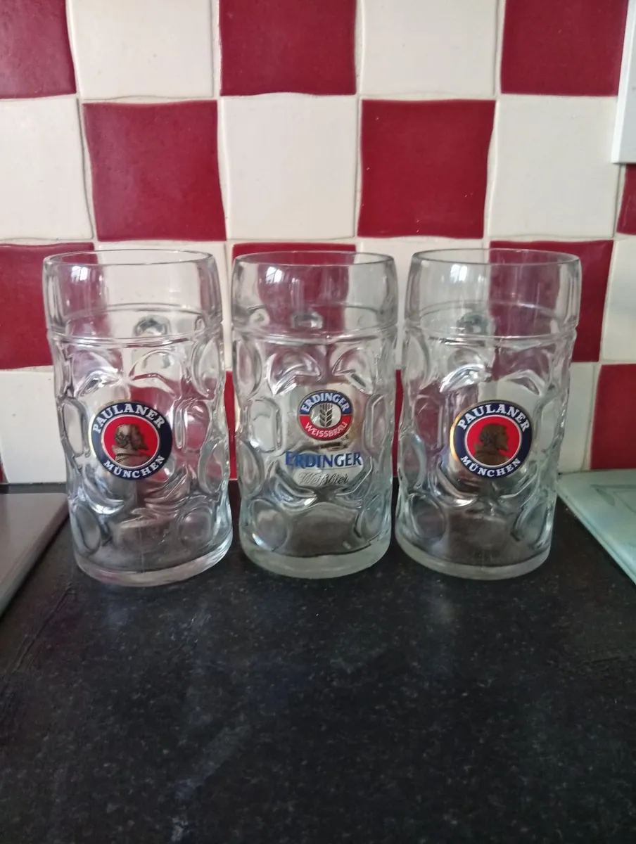 Original Bavarian Erdinger 1litre Glasses - Image 1