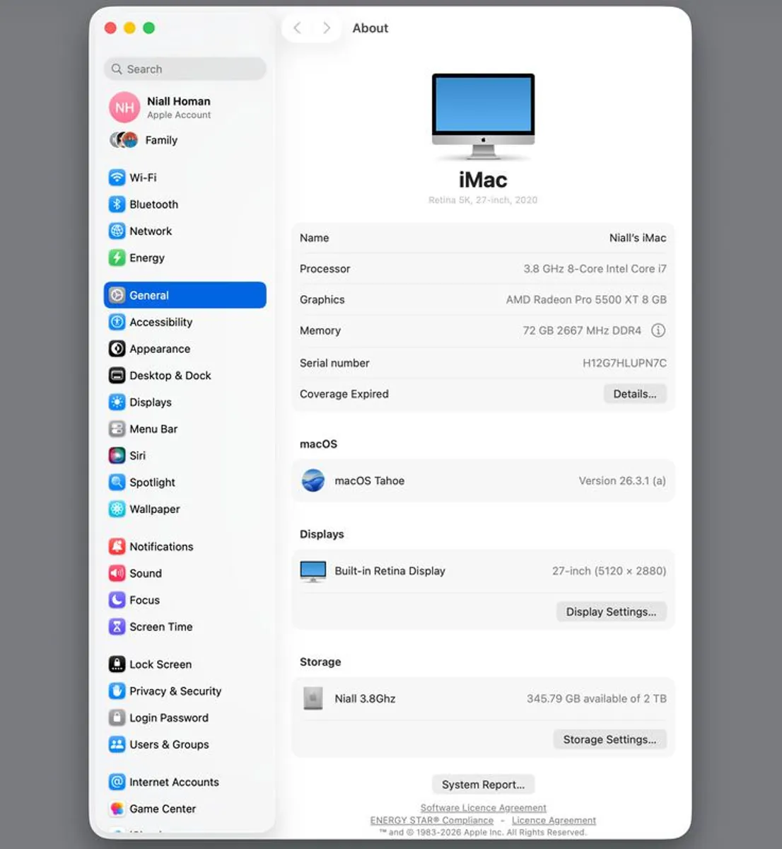 iMac 27" (2020) i7 5K 72GB RAM / 2TB SSD 3.8GHz / Radeon 5500 XT 8GB Retina / + Magic Keyboard & Mouse - Image 2