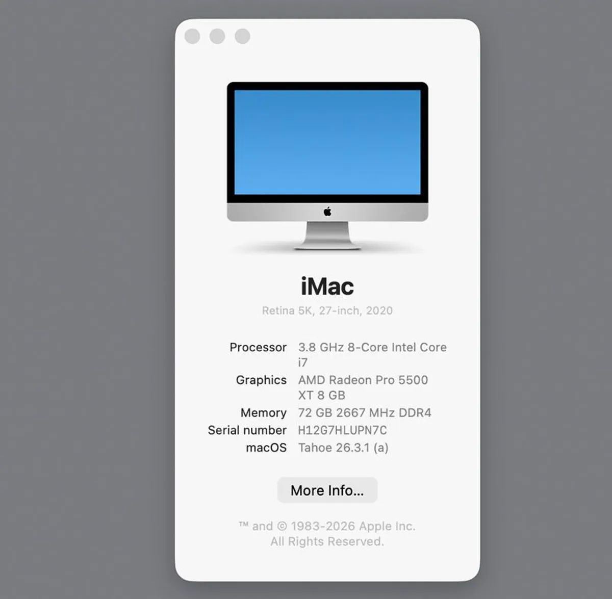 iMac 27" (2020) i7 5K 72GB RAM / 2TB SSD 3.8GHz / Radeon 5500 XT 8GB Retina / + Magic Keyboard & Mouse - Image 3