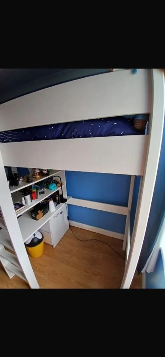 Child's highrise bed set, mattress, & chair - Image 1