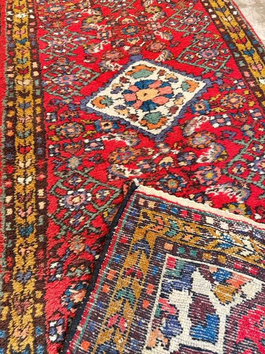 Beautiful Semi Antique Hamadan Hand Knotted Wool Runner - Image 2