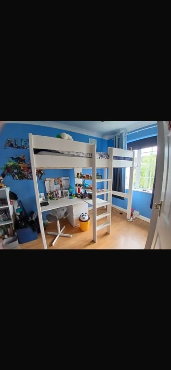 Child's highrise bed set, mattress, & chair - Image 3