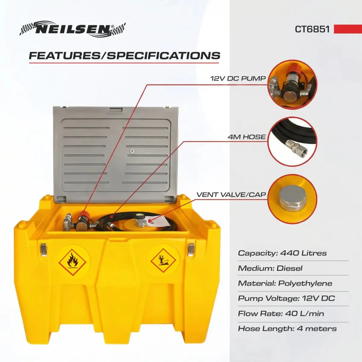 440L DIESEL FUEL TANK WITH 12V PUMP - Image 3