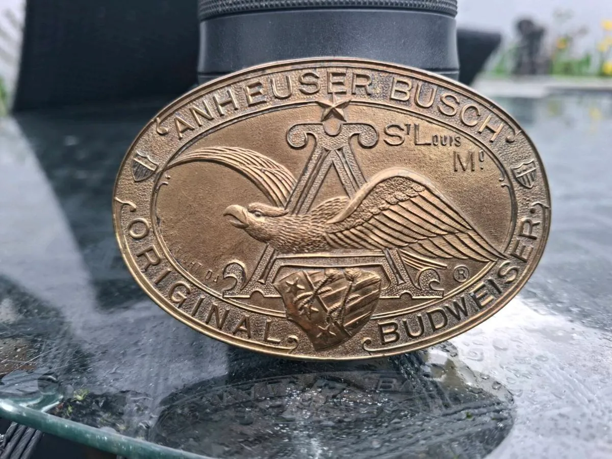 Vintage BUDWEISER Brass Belt Buckle - Image 1