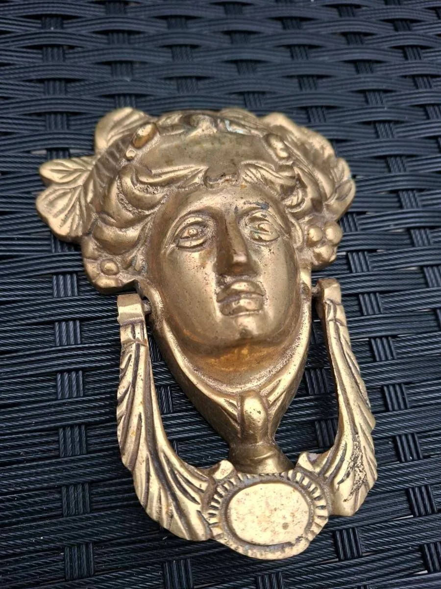 Vintage solid Brass Grecian Goddess Door Knocker - Image 1