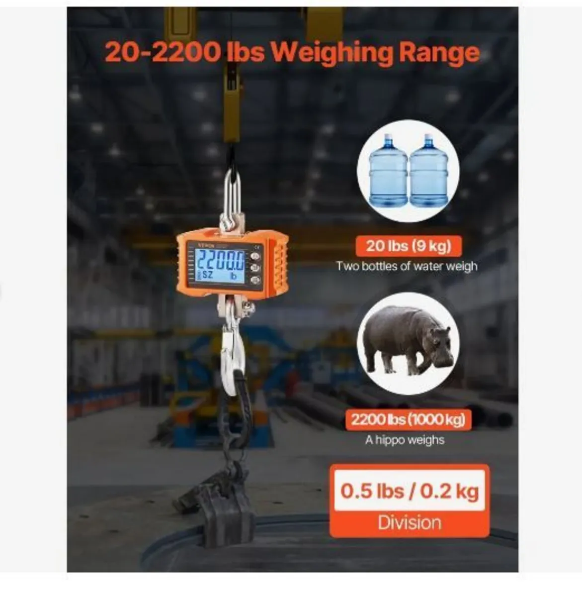 Digital Crane Scale, 2200 lbs/1000 kg - Image 3