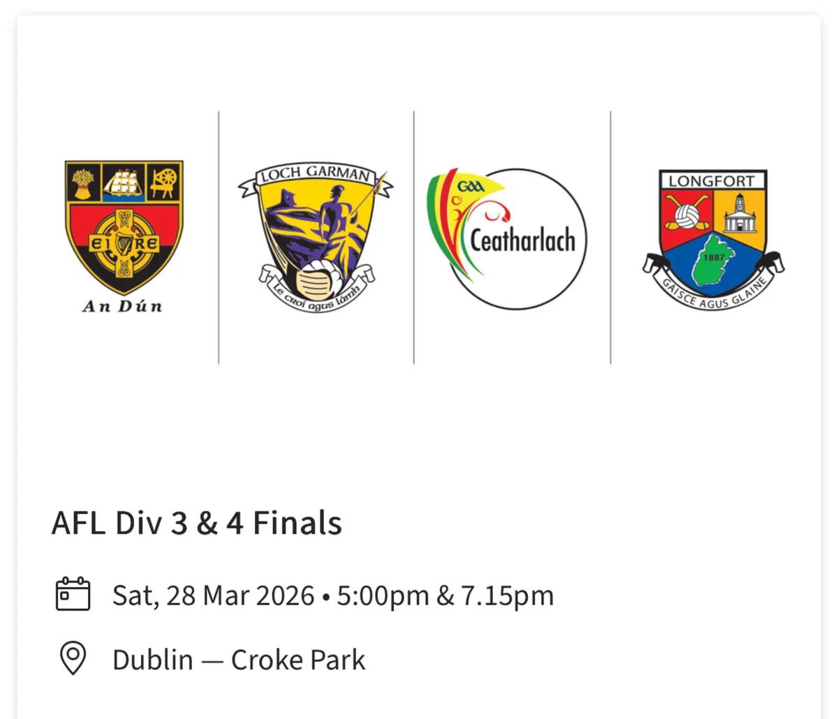 Division 3 & 4 League Final Tickets