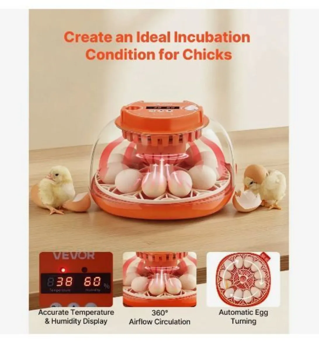 12 Egg Incubator, Automatic Egg Turner - Image 3