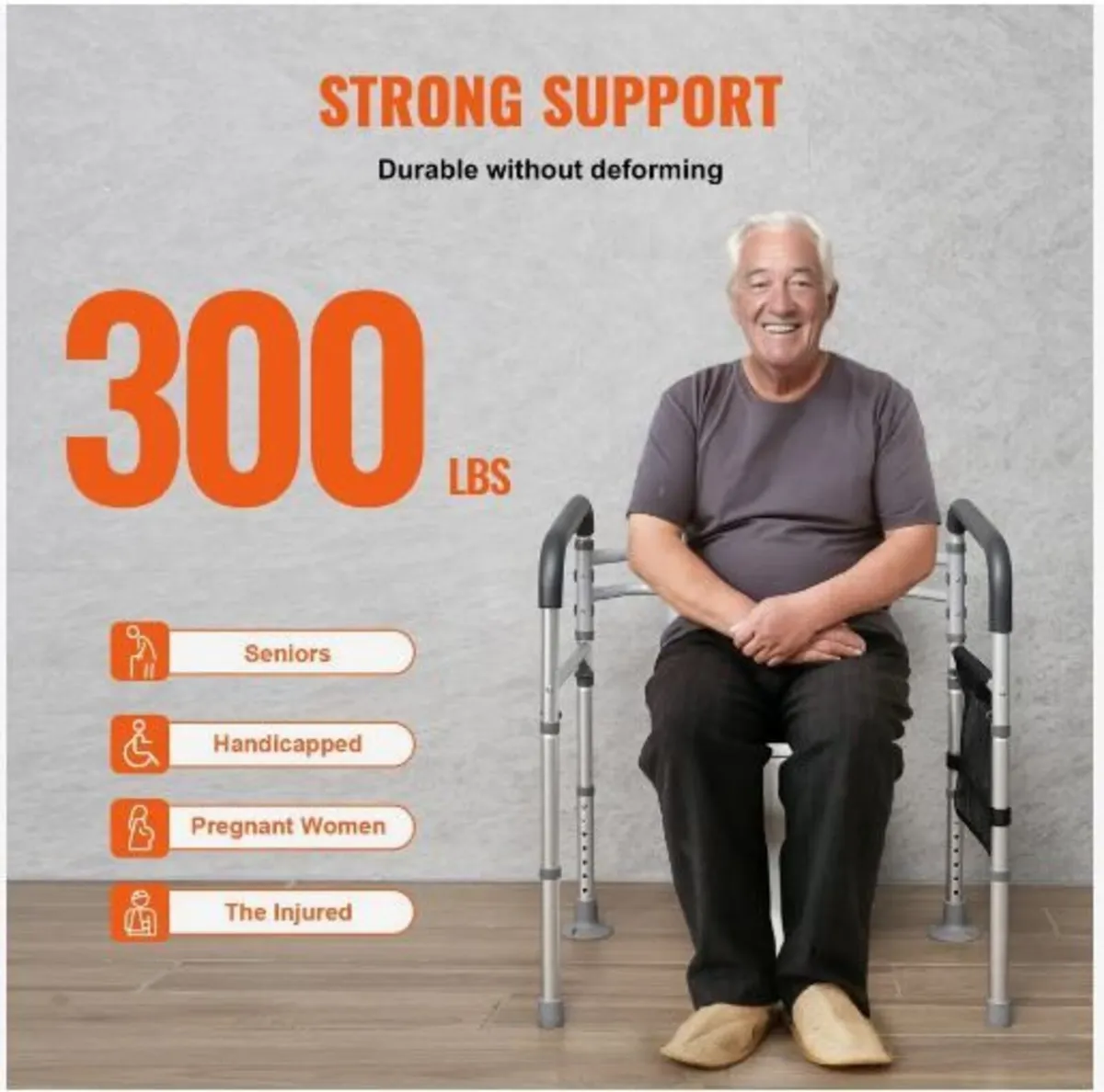 Toilet Safety Rail, 300 LBS Foldable Toilet Seat - Image 3