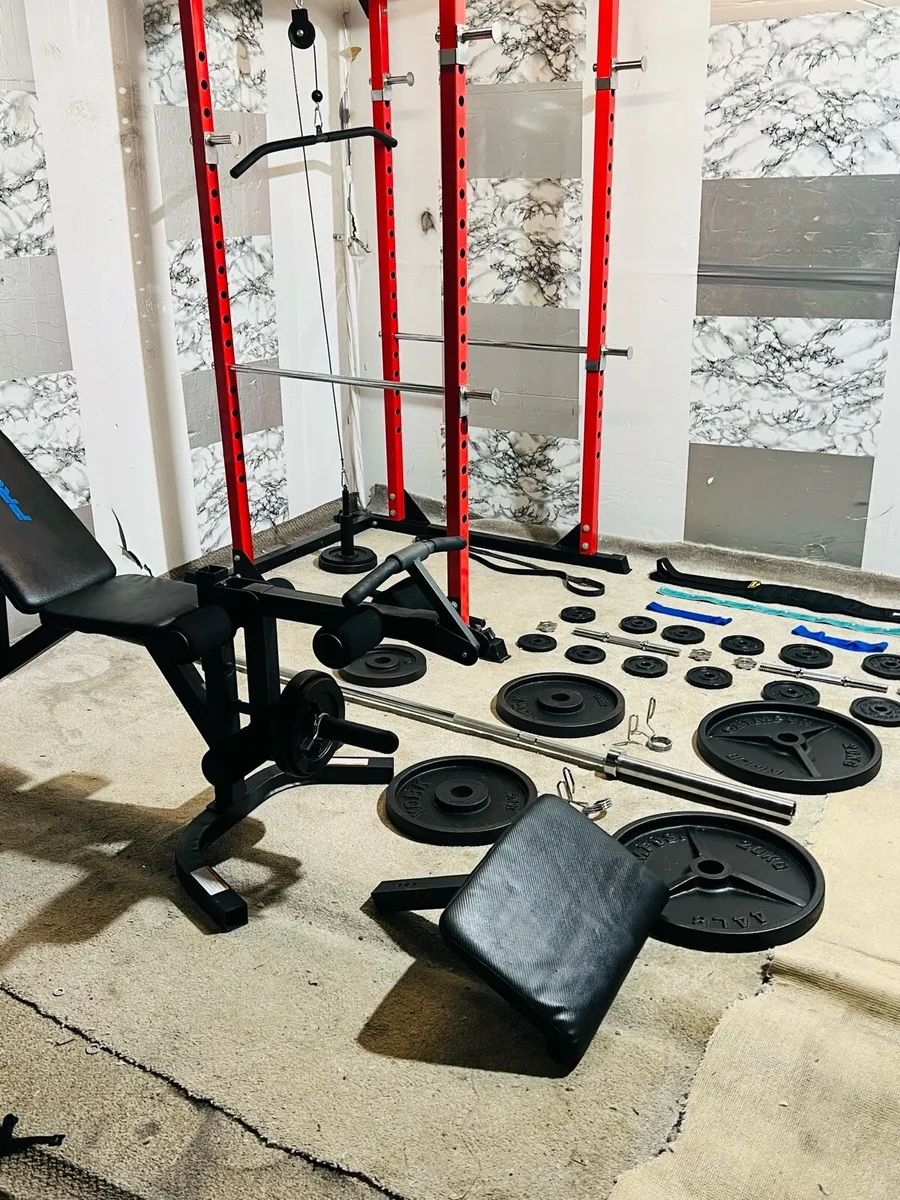 BODYMAX POWER RACK LARGE BENCH WEIGHTS BAR DUMBLS - Image 4