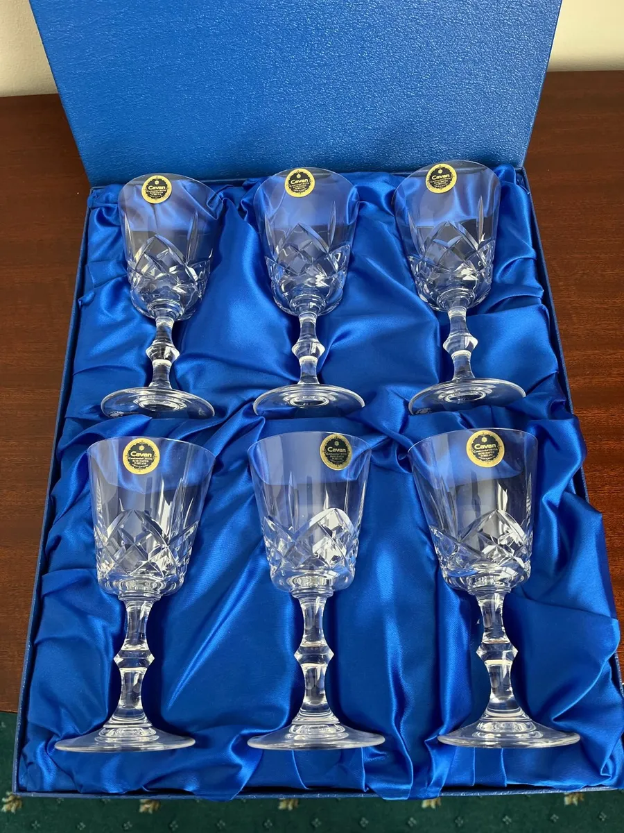 Cavan Crystal 6 x Wine Glasses in presentation box - Image 1