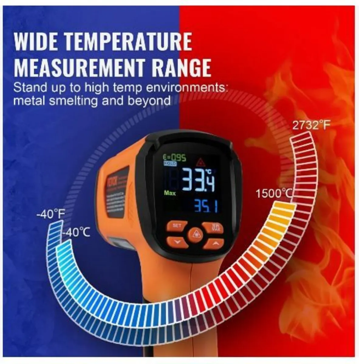 Infrared Thermometer, -40~2732°F Dual Laser - Image 3