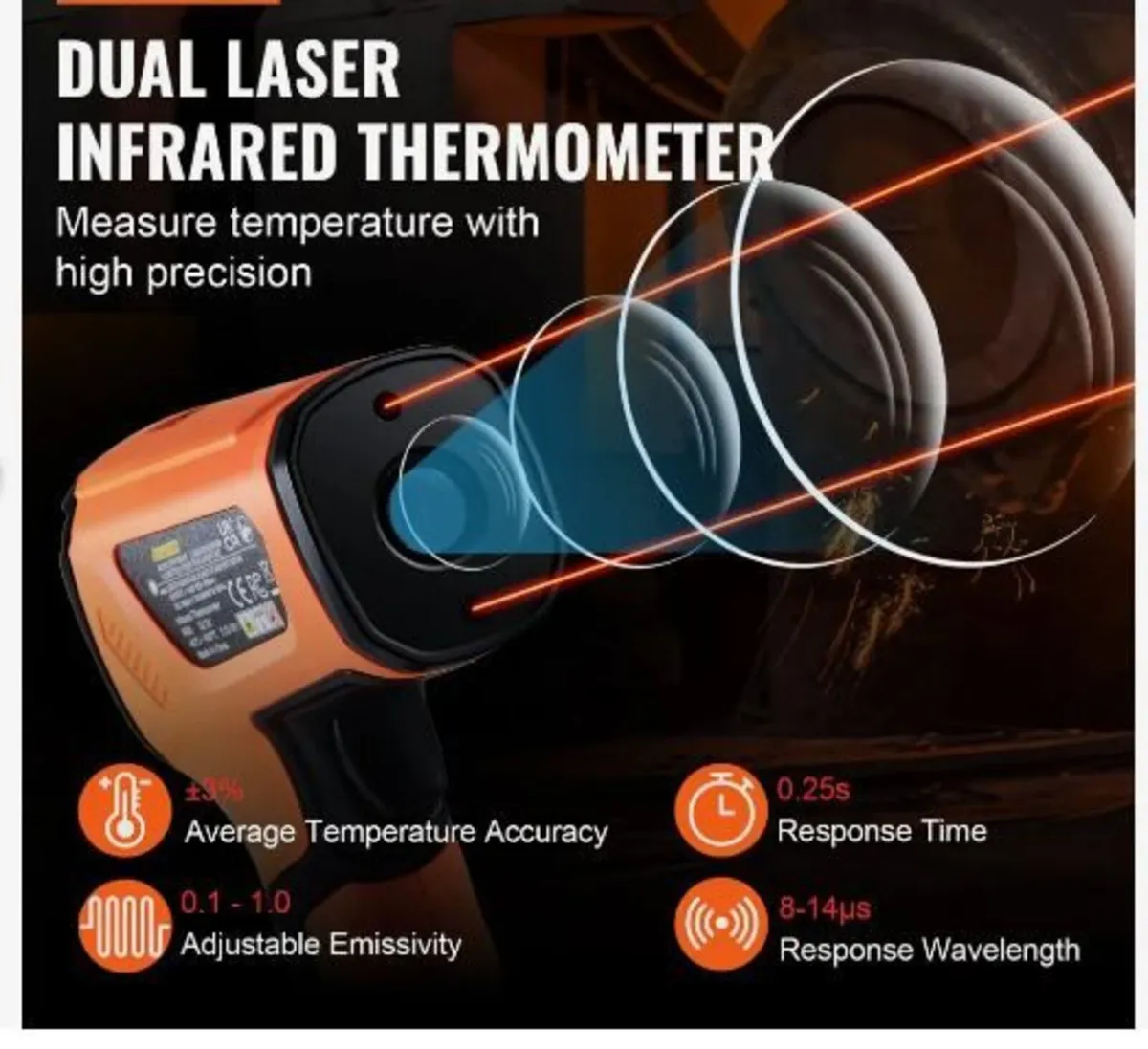 Infrared Thermometer, -40~2732°F Dual Laser - Image 2