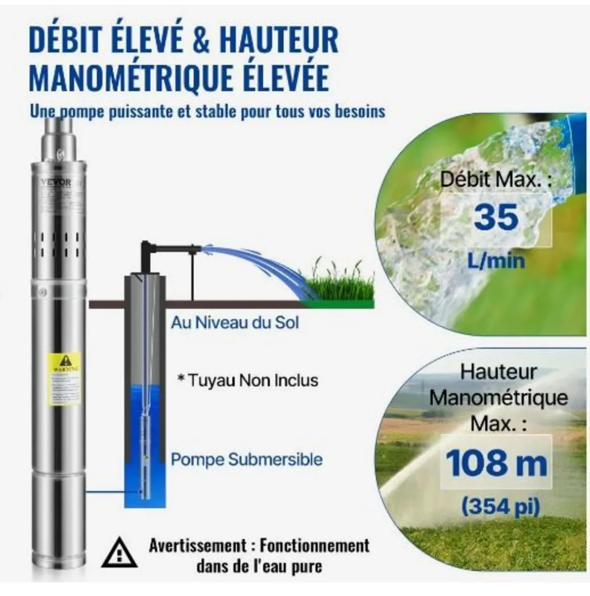 Deep Well Submersible Pump, 550W - Image 3