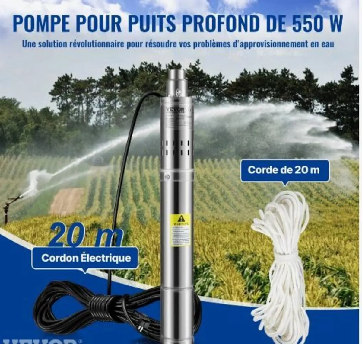 Deep Well Submersible Pump, 550W - Image 4