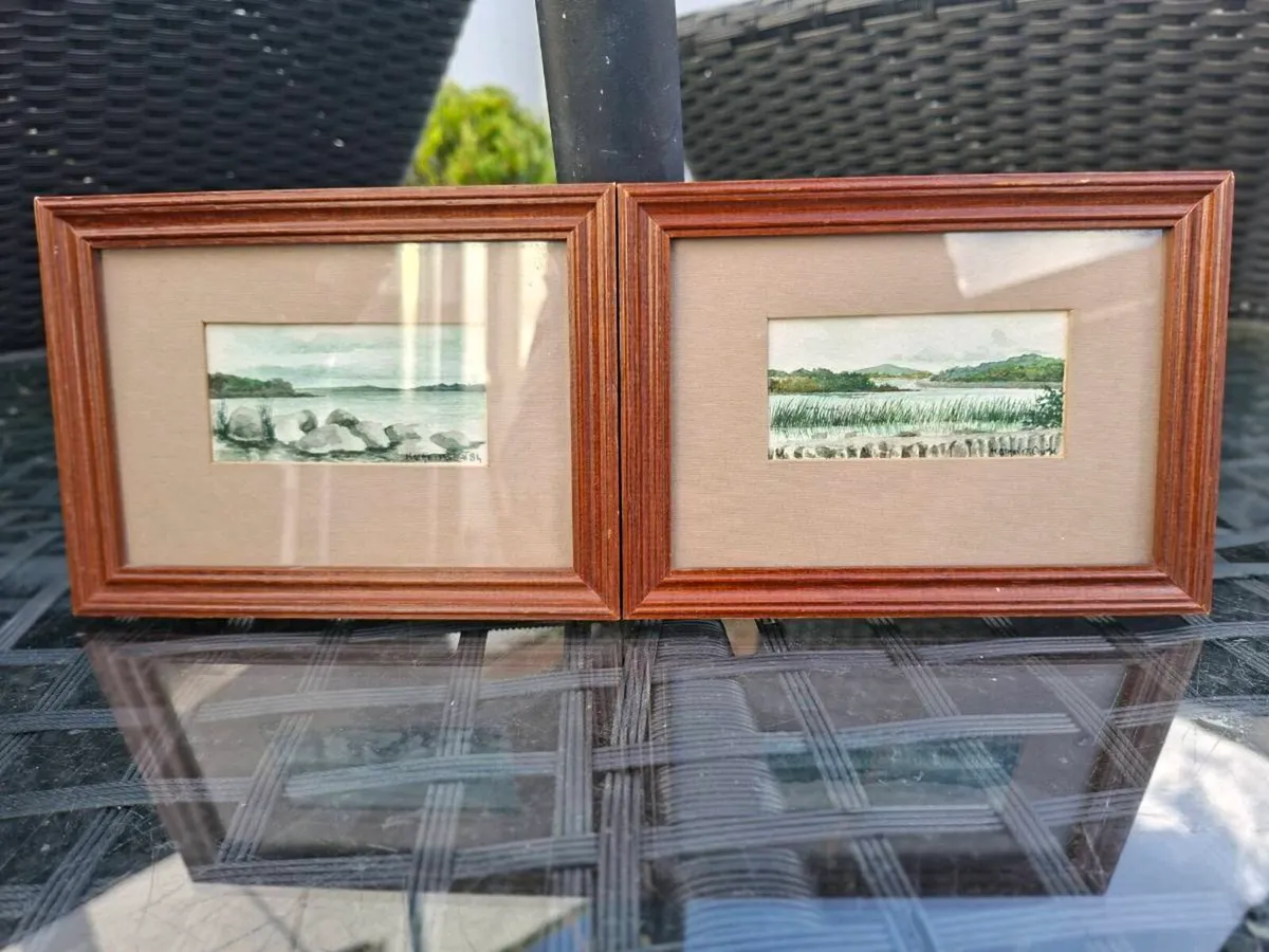 Vintage pair of signed Watercolour Paintings - Image 1