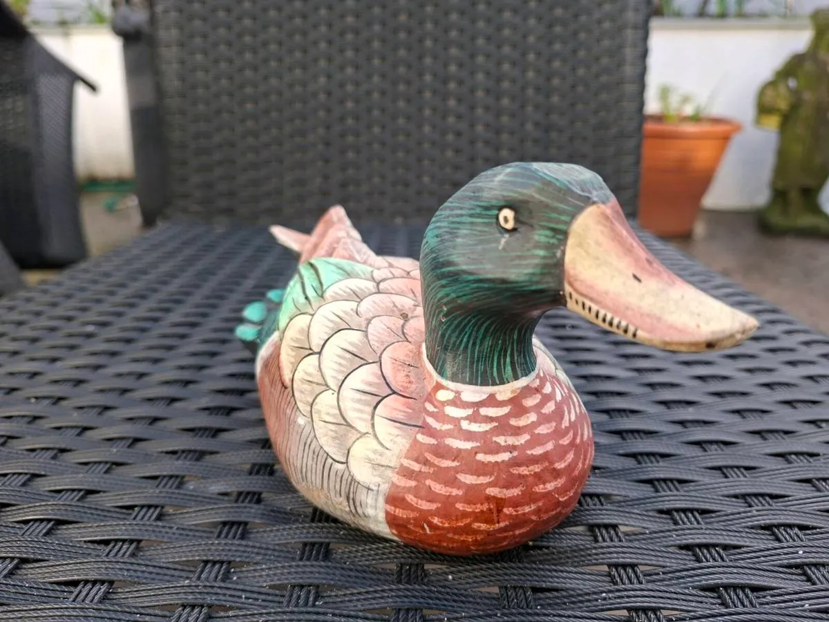 Vintage Hand-carved and Painted Wooden Duck - Image 3