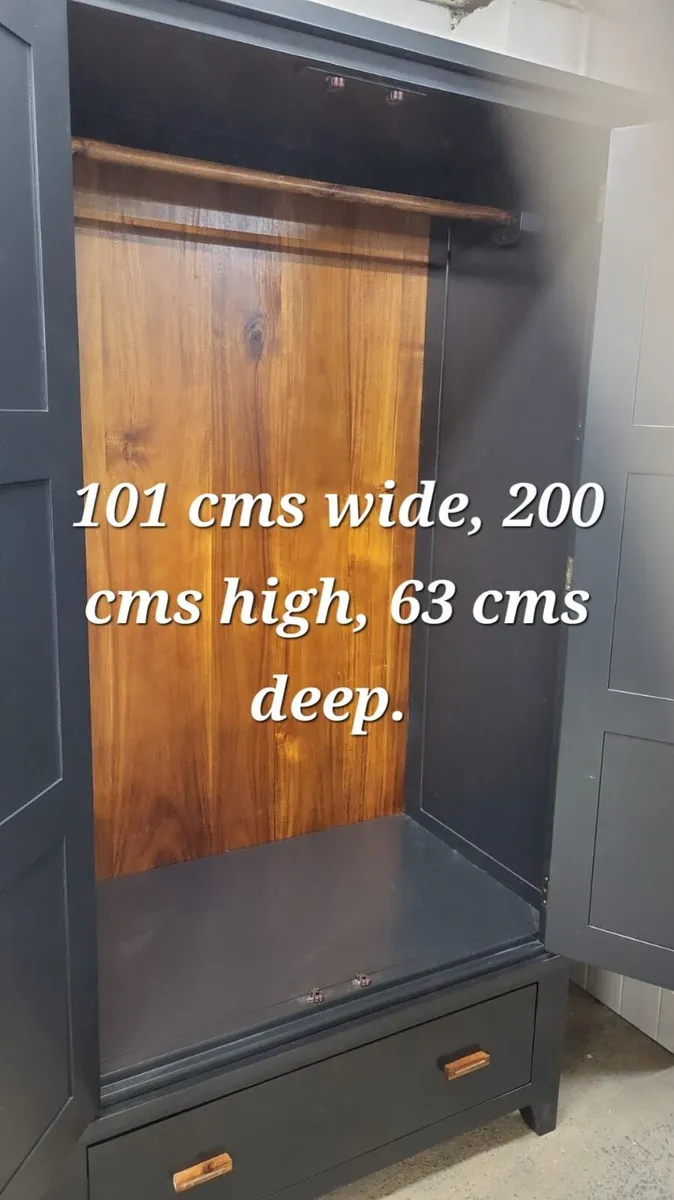 Pine wardrobe,  f and b  black - Image 4