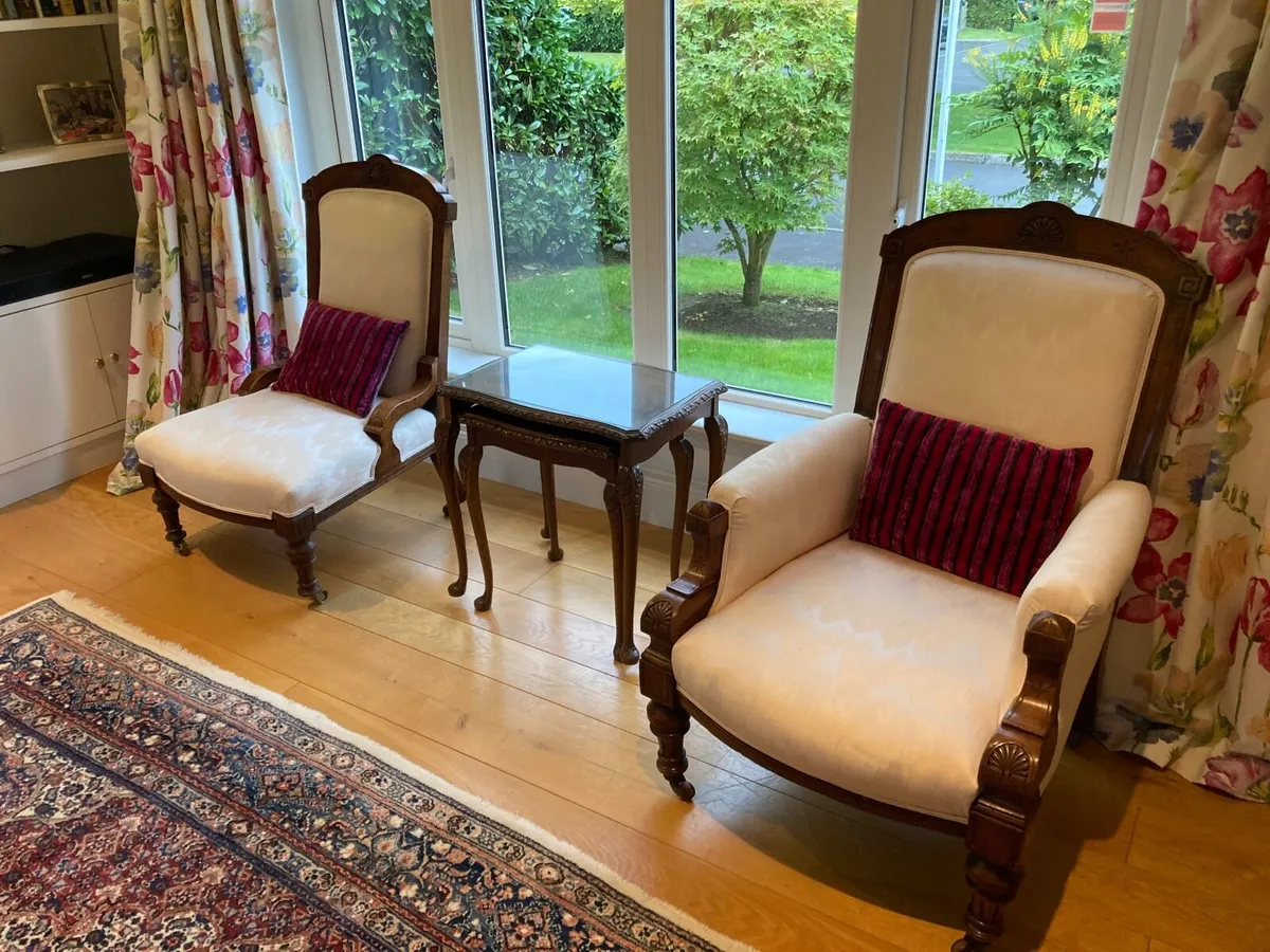 Two matching antique armchairs. - Image 2