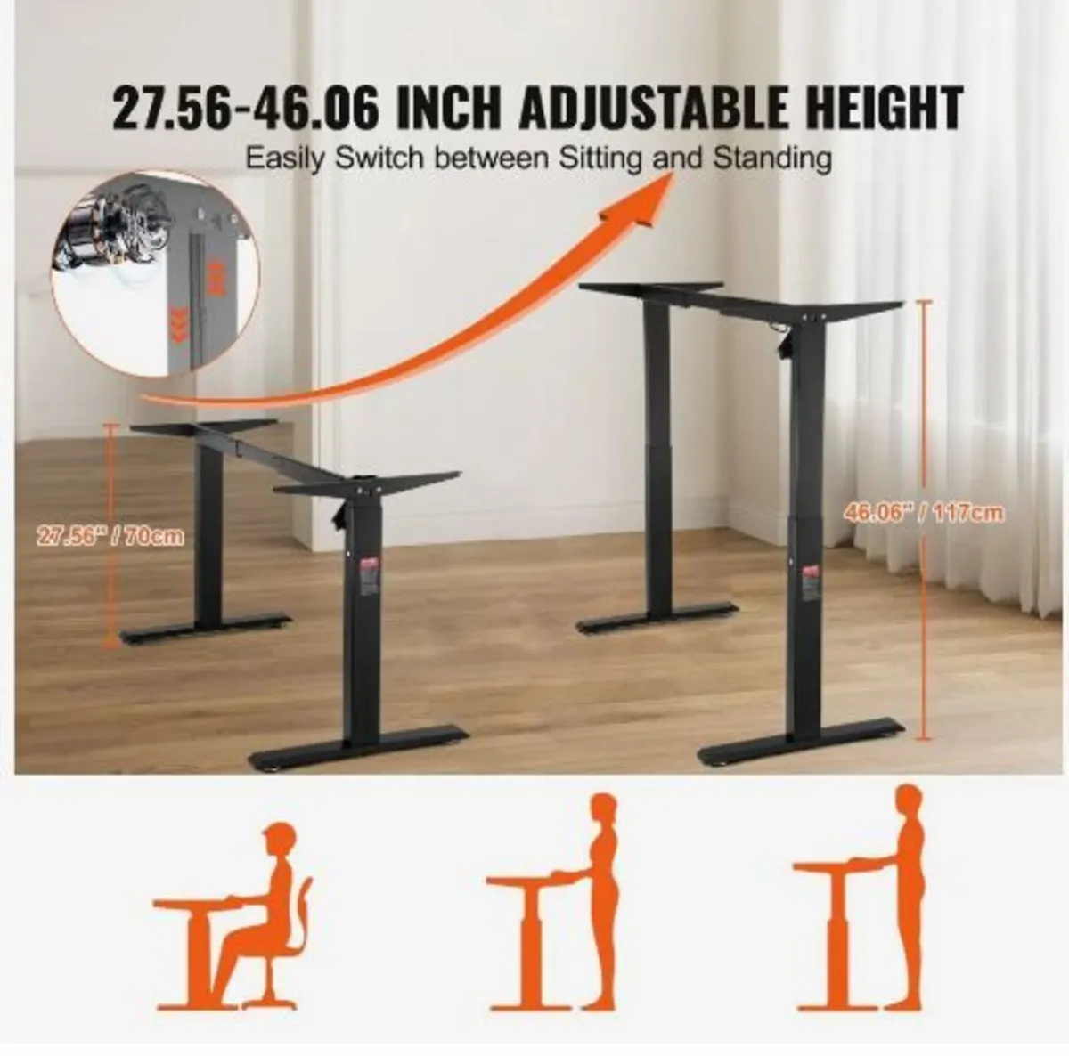 Standing Desk Frame, Adjustable 70-117 cm - Image 4