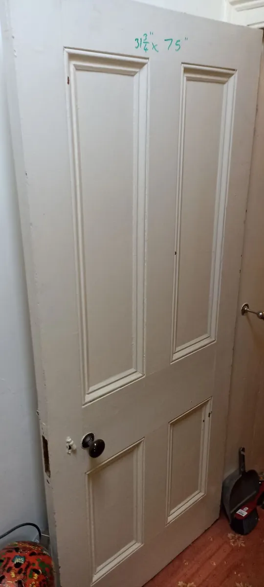 Old Solid Pine Painted Doors - Image 1