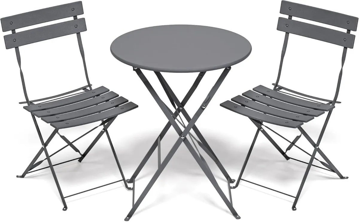Folding Bistro Table and Chairs Set of 2 Balcony - Image 1