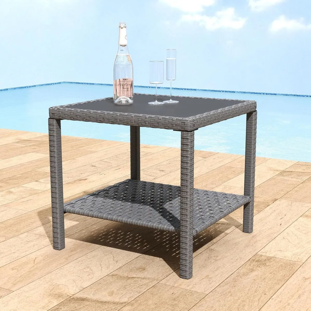 Square All Weather Rattan Wicker Outdoor Coffee - Image 1