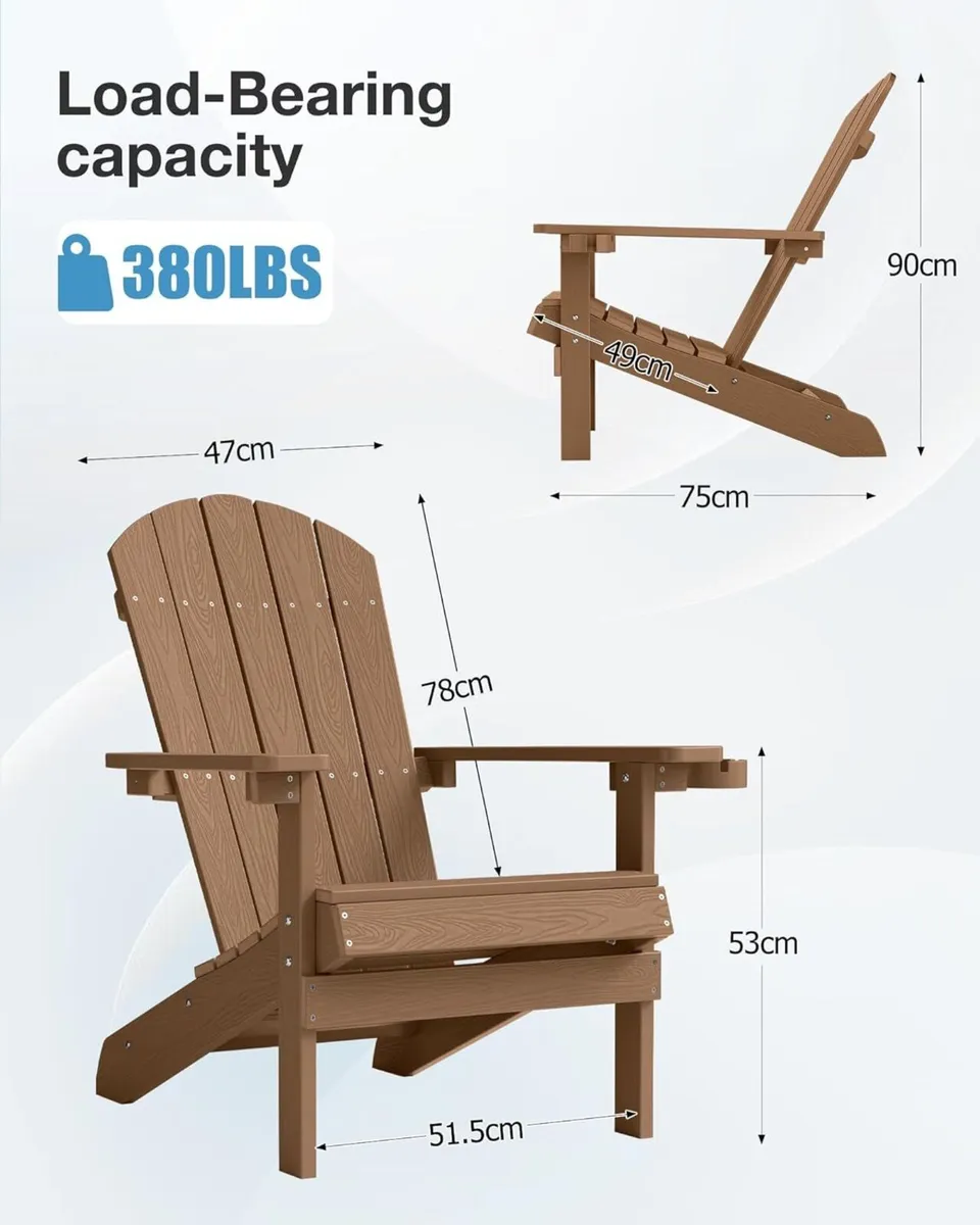 Adirondack Chair Outdoor for Garden: Plastic - Image 2