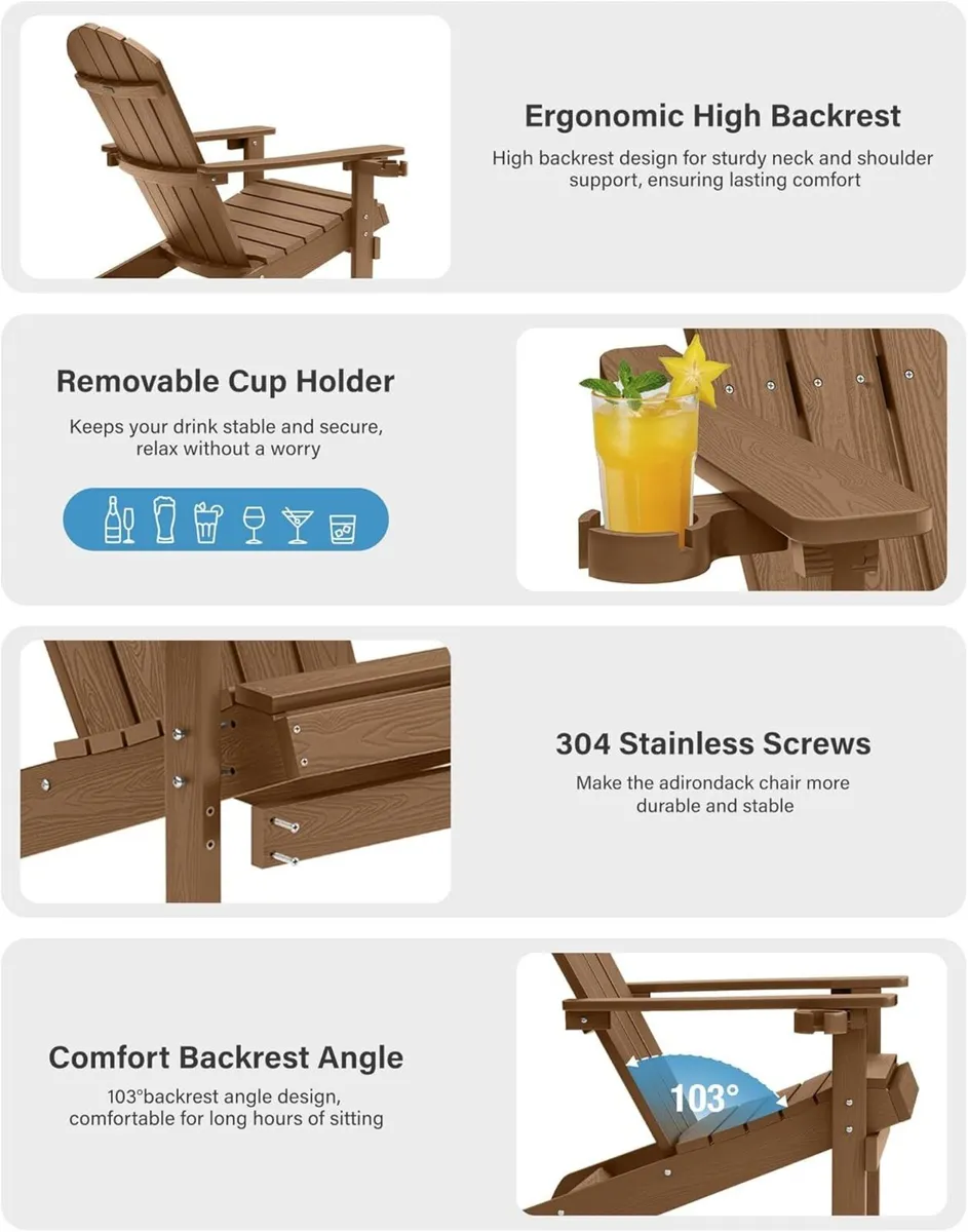 Adirondack Chair Outdoor for Garden: Plastic - Image 4