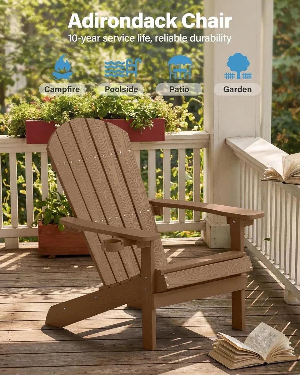 Adirondack Chair Outdoor for Garden: Plastic - Image 3