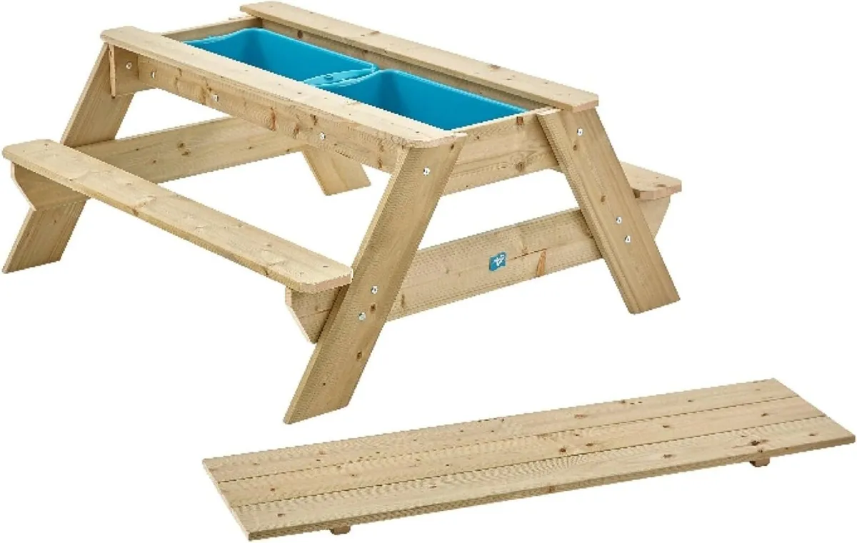 TP Toys Picnic Table Sandpit Wooden 110 cm x 102 - Image 1