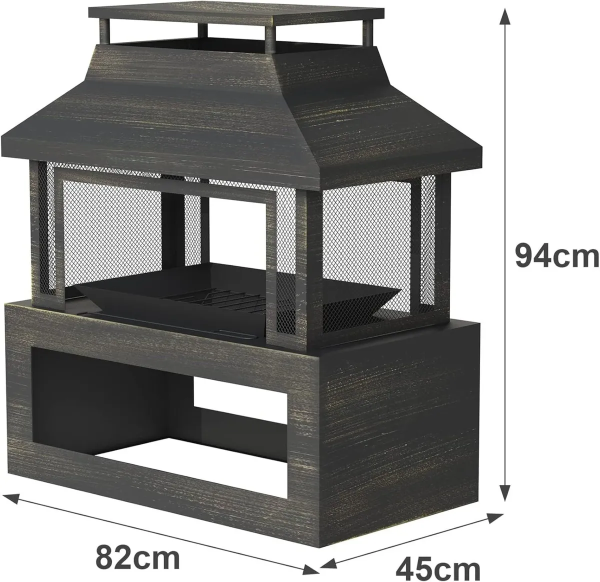 Black Steel Outdoor Garden Log Burner Burning - Image 3