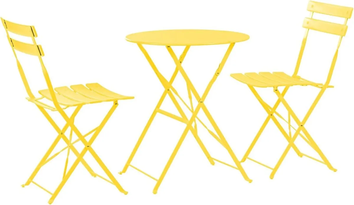 2 Seater Yellow Round Bistro Garden Table and - Image 1