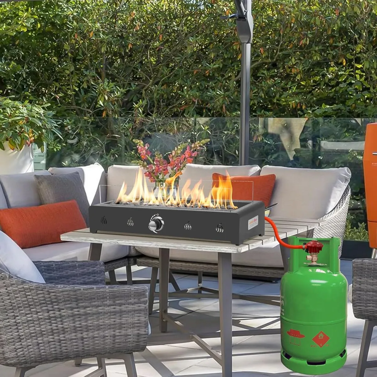 Rectangular Tabletop Gas Fire Pit 6.5KW Outdoor - Image 2