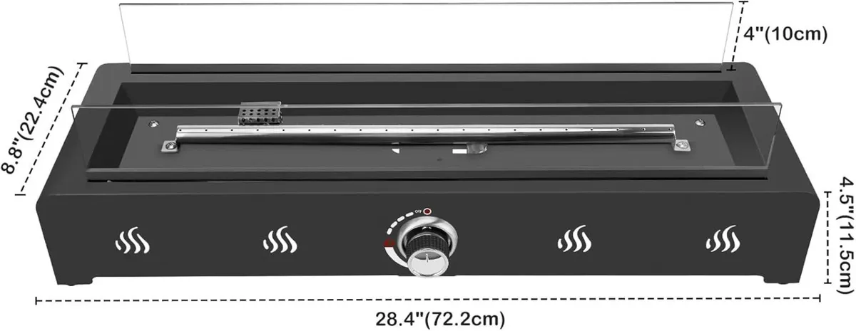 Rectangular Tabletop Gas Fire Pit 6.5KW Outdoor - Image 3
