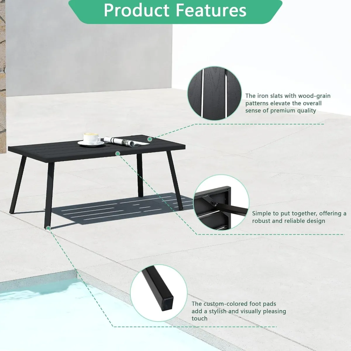 Small Rectangle Iron Outdoor Coffee Side End - Image 3