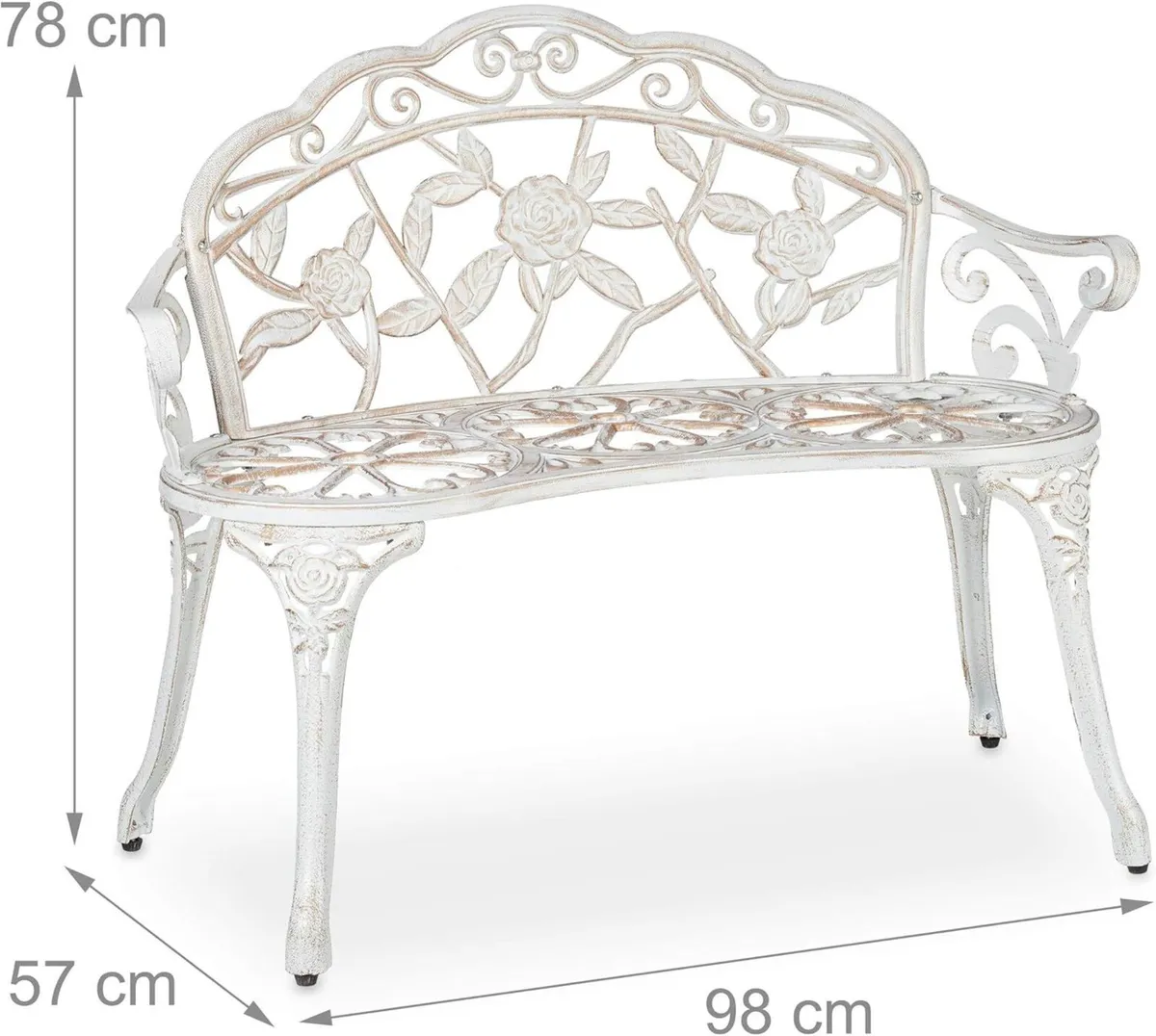Garden Bench 2 Seater Roses Terrace Balcony Cast - Image 3