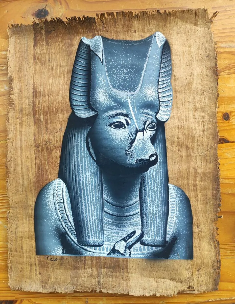 Egyptian Papyrus Artwork Apis Bull - Image 1