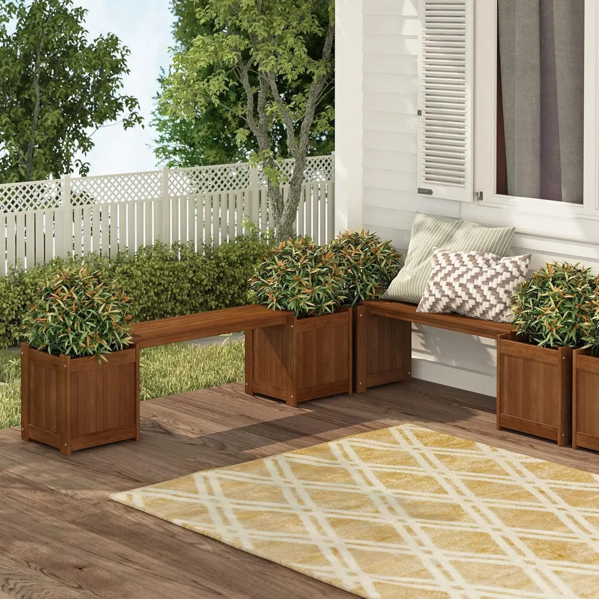 Hardwood Planter Box in Teak Oil Wood Natural - Image 4