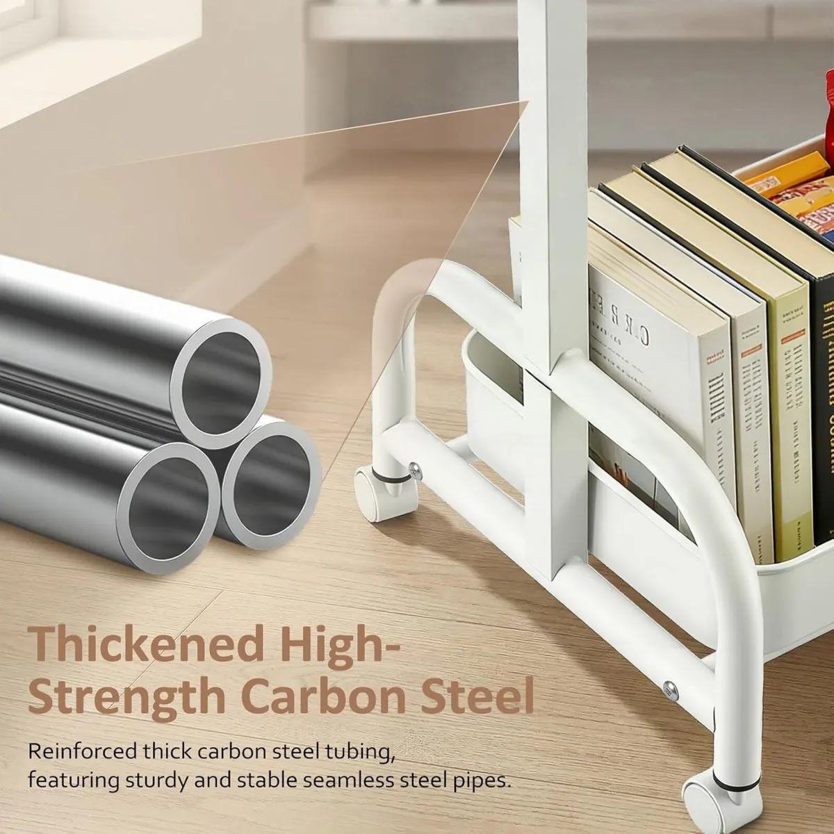 Overbed Table with Wheels Adjustable Height - Image 4