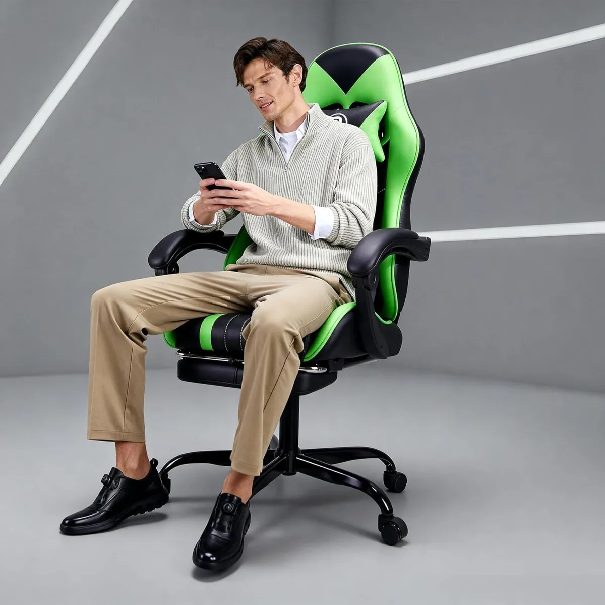 Gaming Chair with Footrest Lumbar Support - Image 2