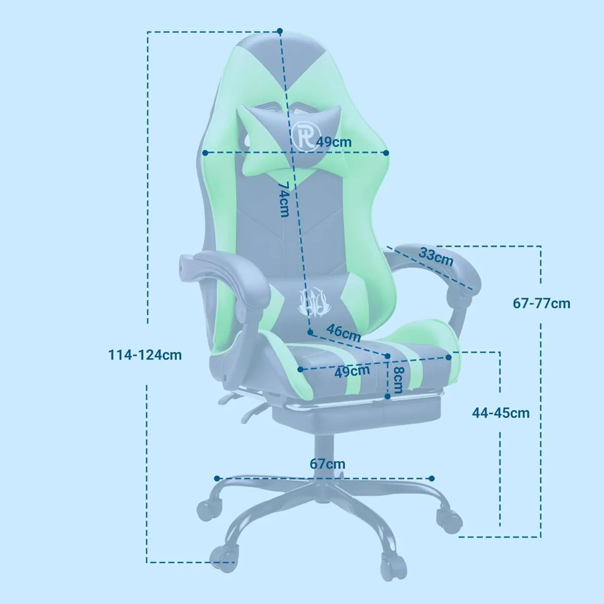 Gaming Chair with Footrest Lumbar Support - Image 3