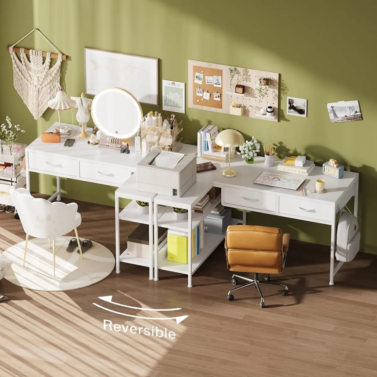 L Shaped Computer Desk with 2 Drawers 100CM - Image 2