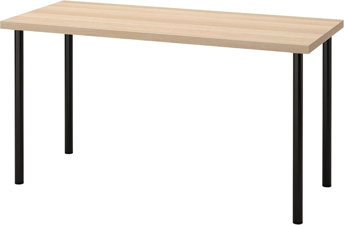 LAGKAPTEN/ADILS Desk 140x60 cm White Stained Oak - Image 1