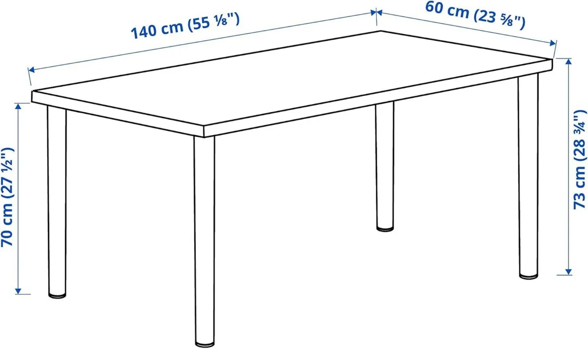 LAGKAPTEN/ADILS Desk 140x60 cm White Stained Oak - Image 3