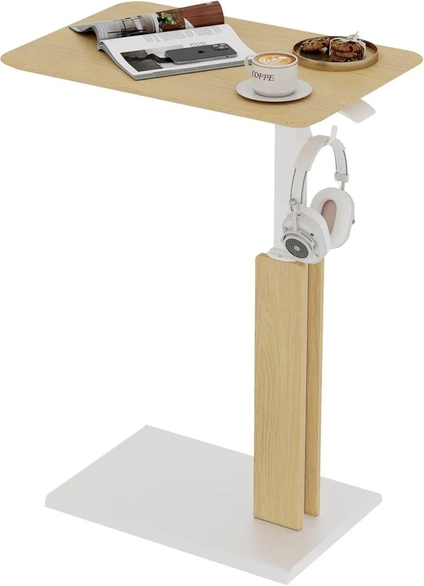 Height-Adjustable Overbed Table with Casters - Image 1