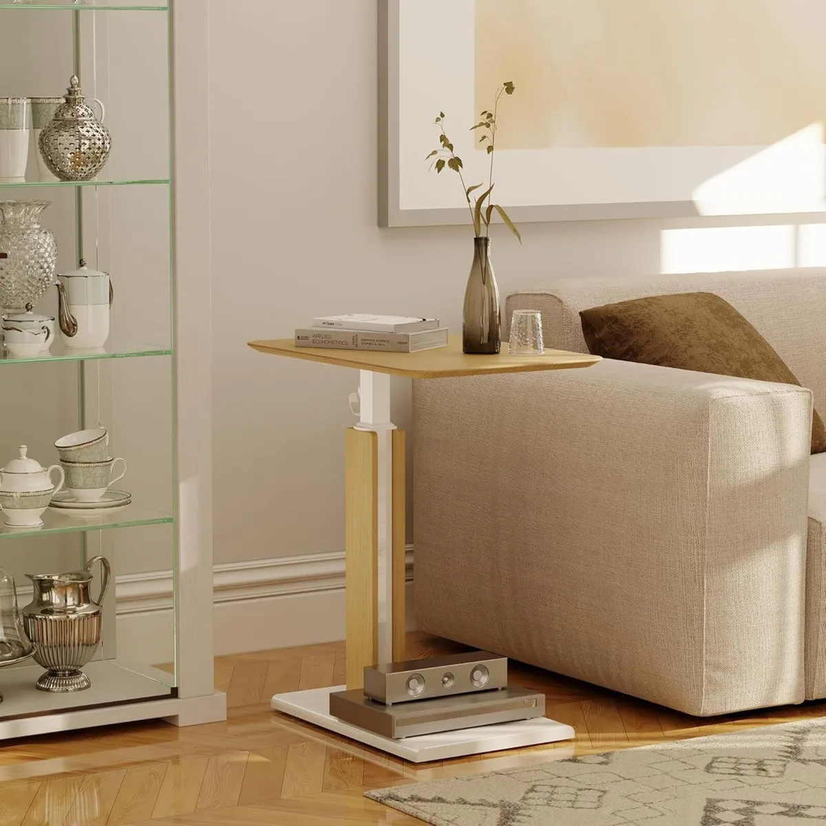 Height-Adjustable Overbed Table with Casters - Image 2